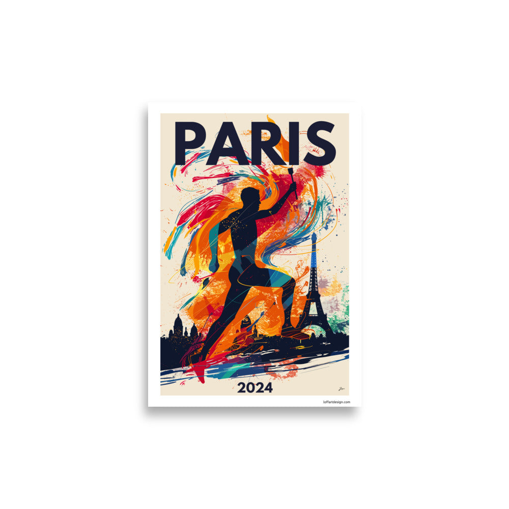 Paris 2024 Olympics Tribute Poster | Vibrant Sports Art Print