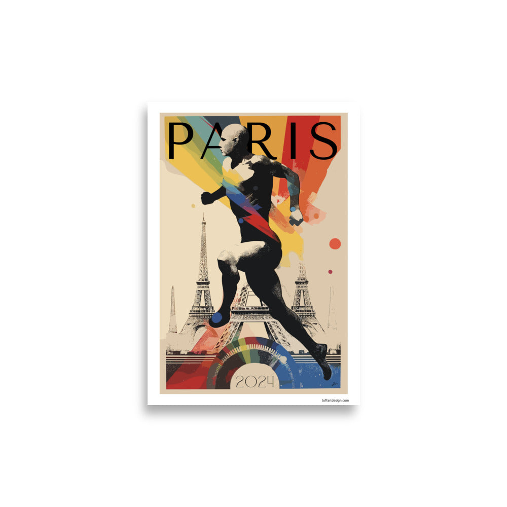 Paris 2024 Olympics tribute Poster | Dynamic Runner Art Print