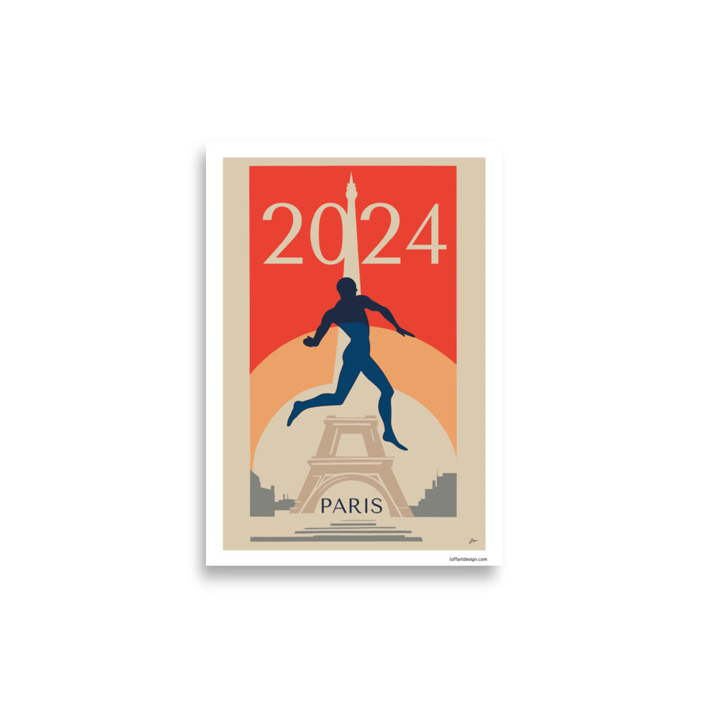 Paris 2024 Olympics Athlete Poster | Retro Sports Art Print |