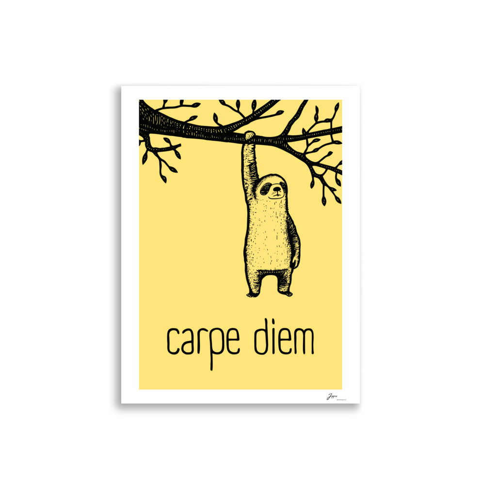 Carpe Diem - Poster -  Home Interior -Minimalist - funny Sloth