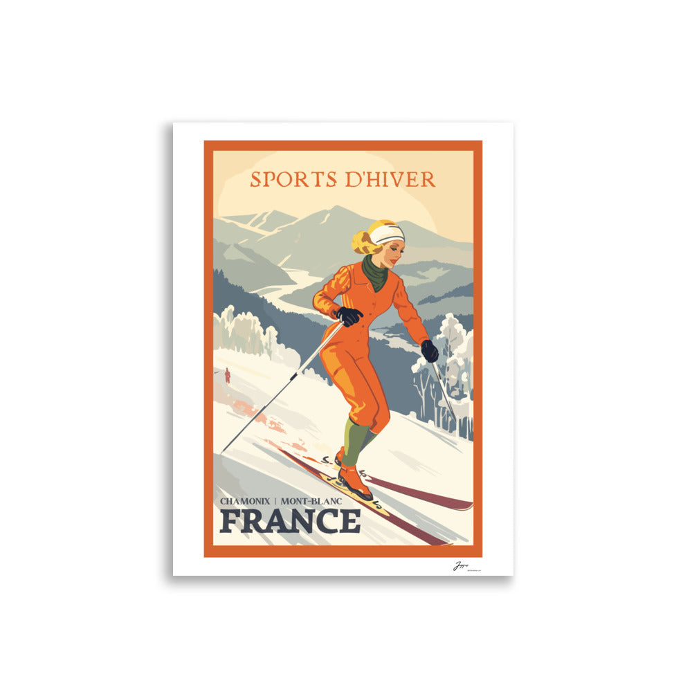 Chamonix France - Ski Vintange Poster