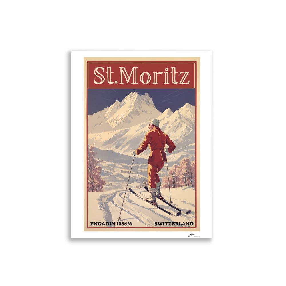 St Moritz - Vintage Ski Poster