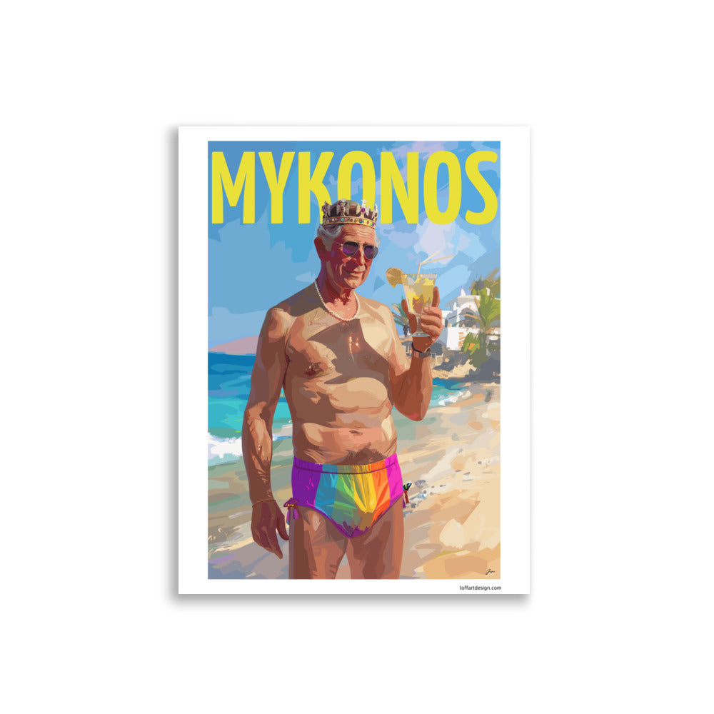 king charles_wall art_deco_beach_illustraion_funny gift_mykonos