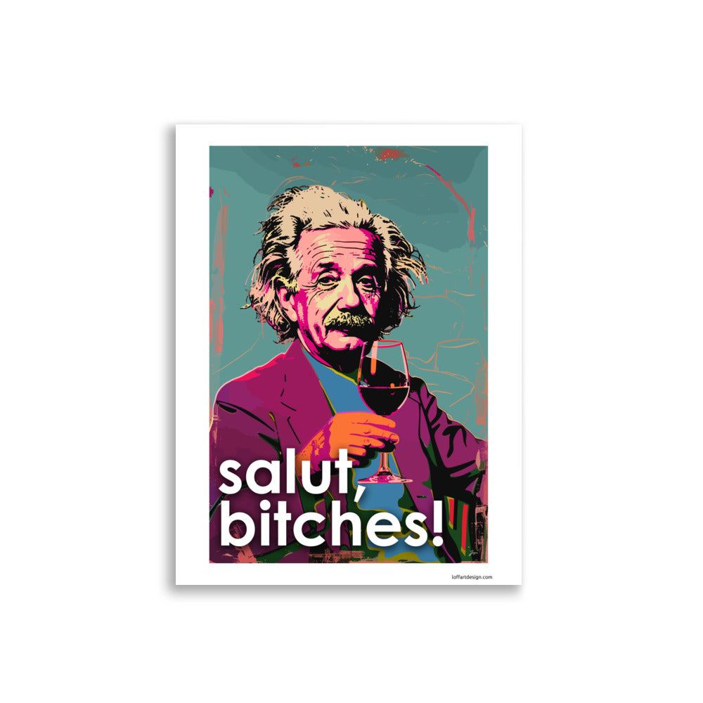 Einstein's Cheers Pop Art Print - Canvas - Wall Art - Home Decor - Gift- Original Illustration