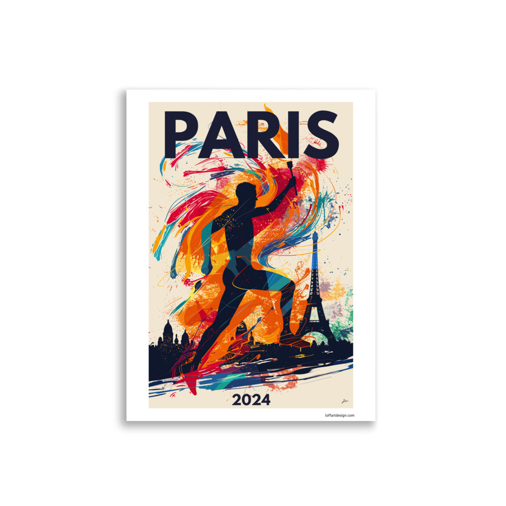 Paris 2024 Olympics Tribute Poster | Vibrant Sports Art Print