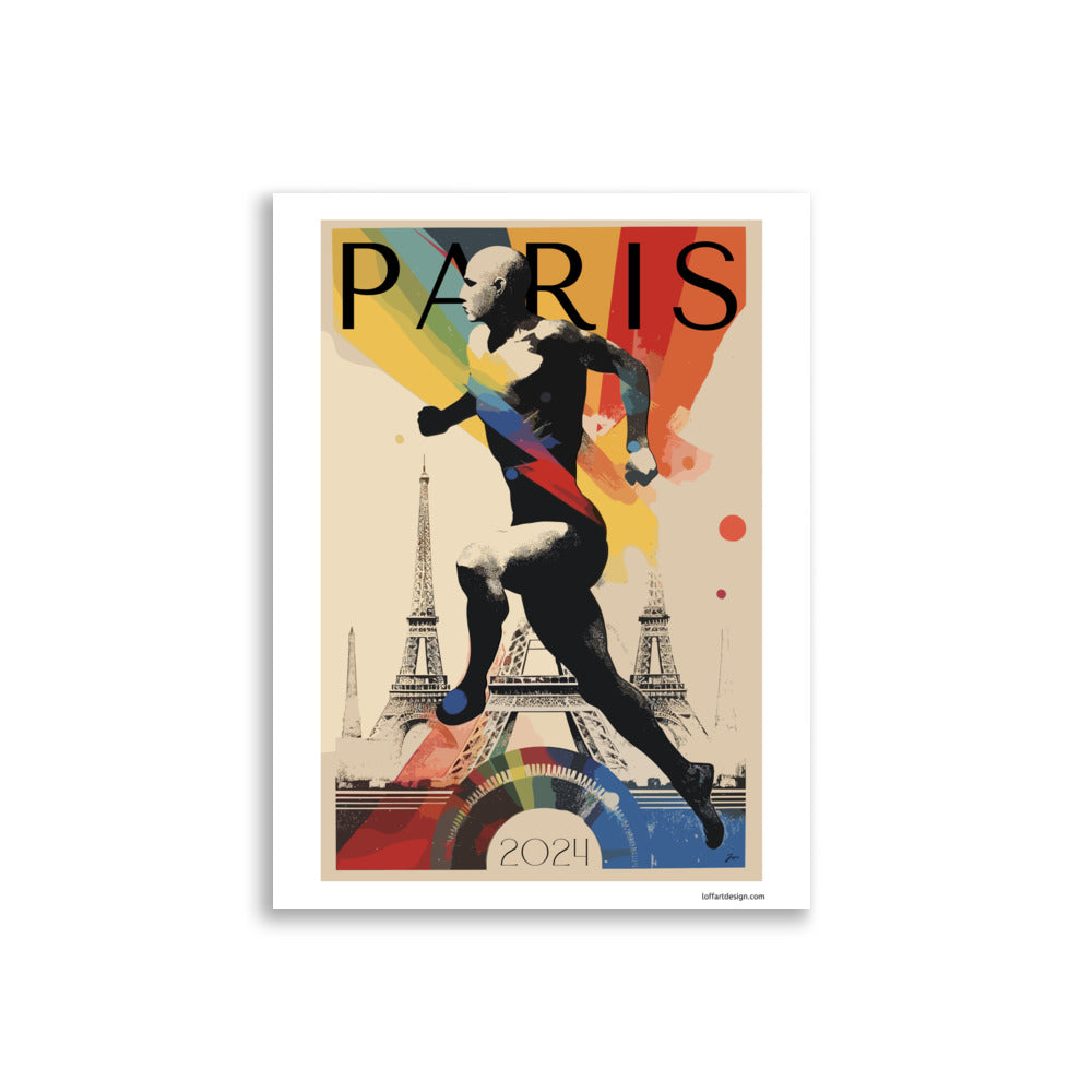 Paris 2024 Olympics tribute Poster | Dynamic Runner Art Print