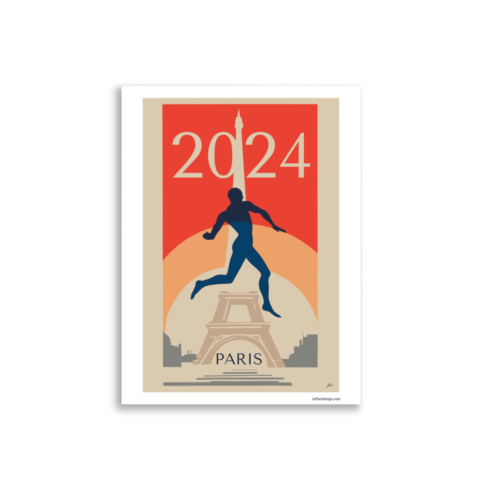 Paris 2024 Olympics Athlete Poster | Retro Sports Art Print |