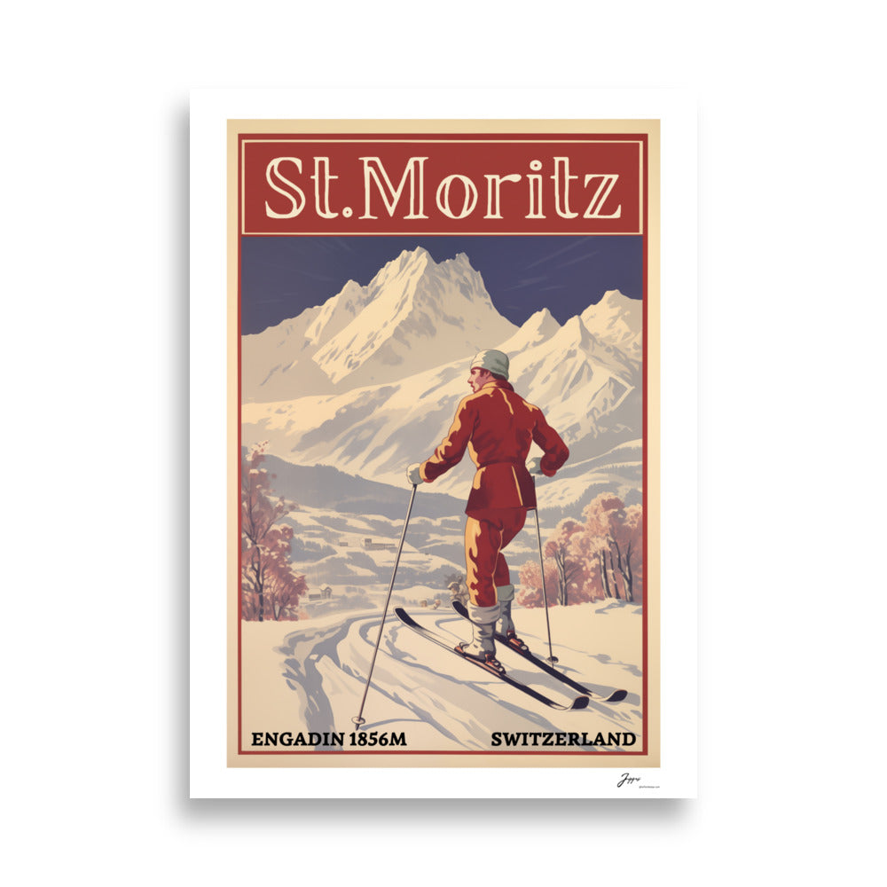 St Moritz - Vintage Ski Poster