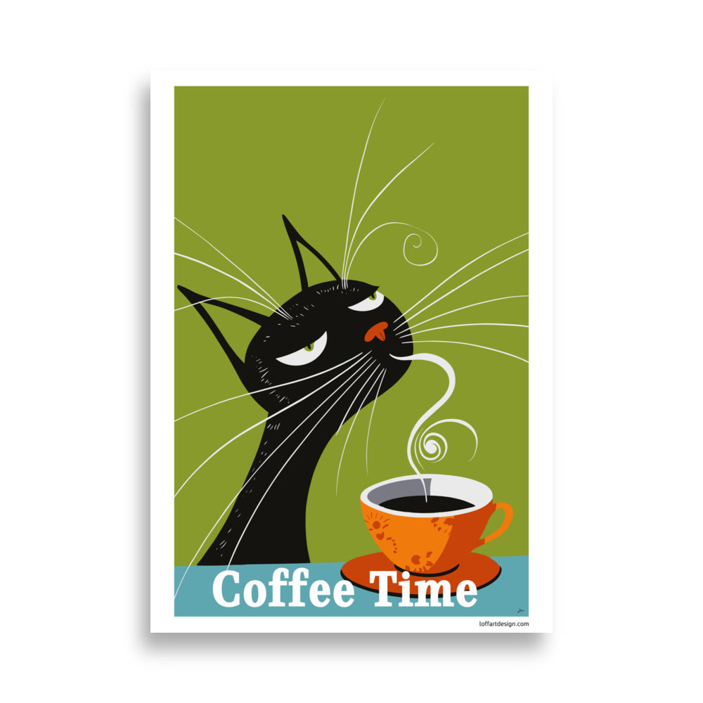 Coffee Time - Cat & Coffee Poster