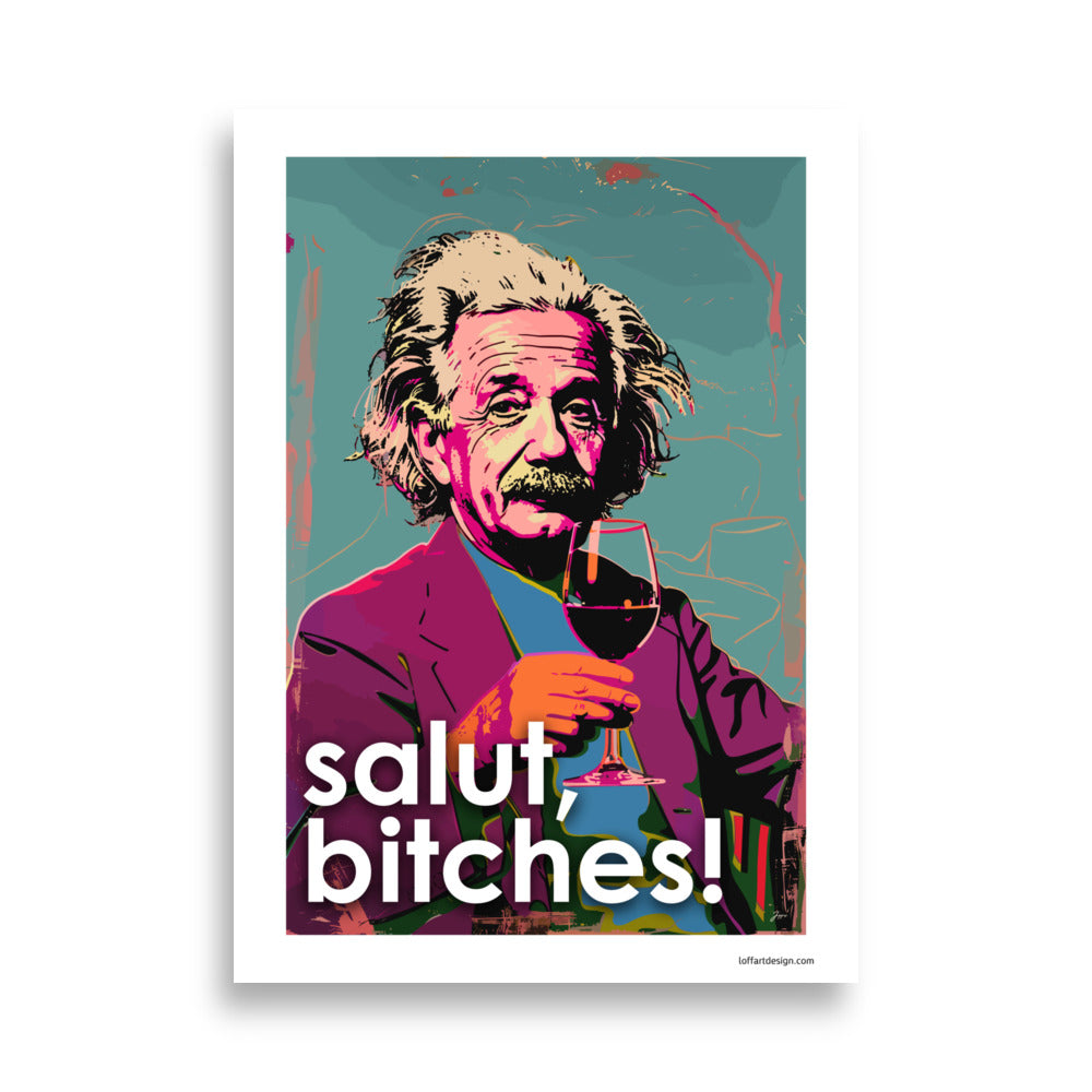 Einstein's Cheers Pop Art Print - Canvas - Wall Art - Home Decor - Gift- Original Illustration