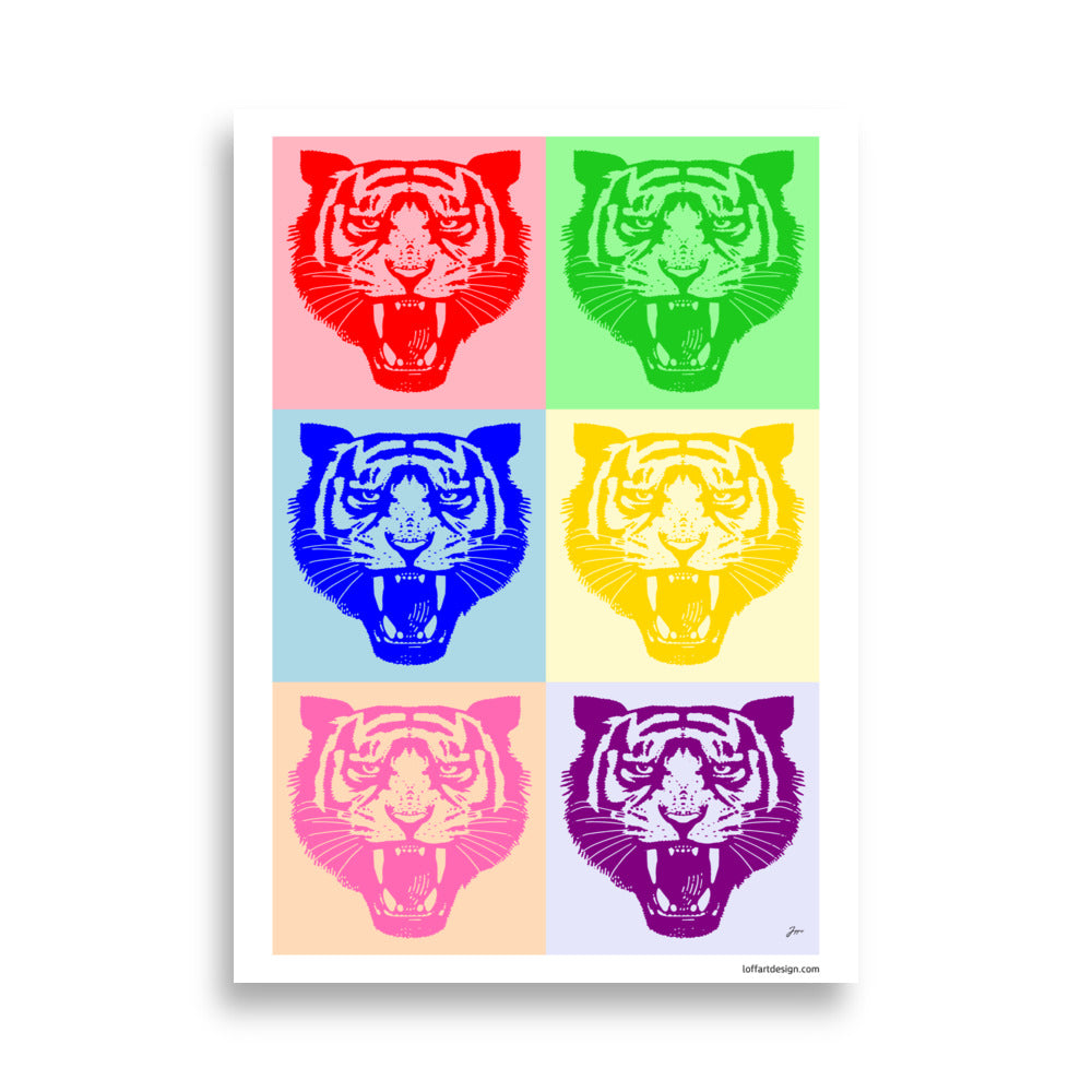 Pop Tiger Pattern - Pastel Color - Poster