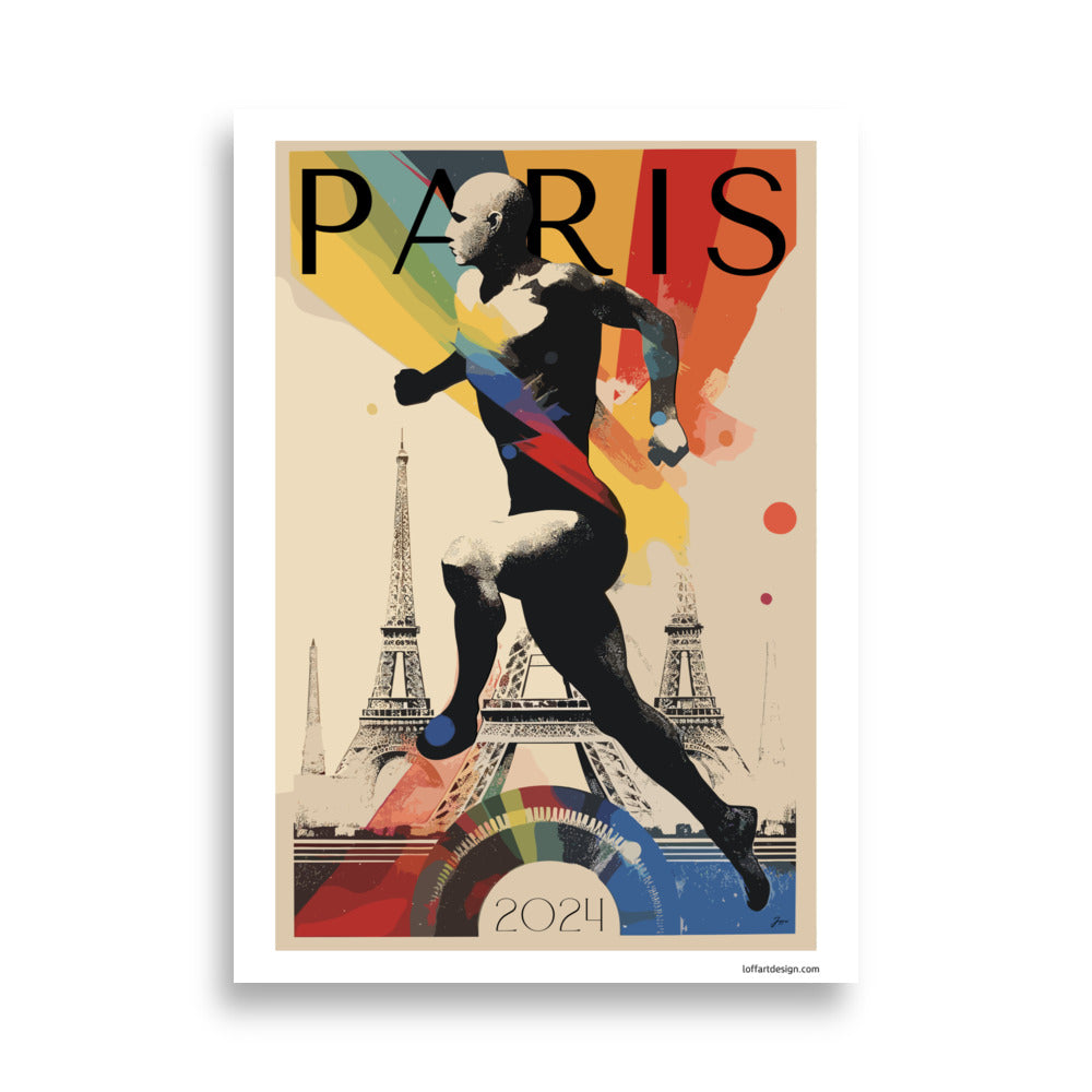 Paris 2024 Olympics tribute Poster | Dynamic Runner Art Print