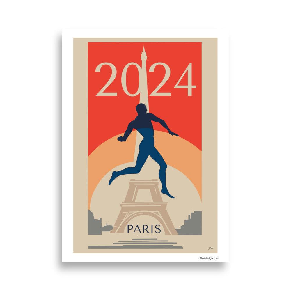 Paris 2024 Olympics Athlete Poster | Retro Sports Art Print |