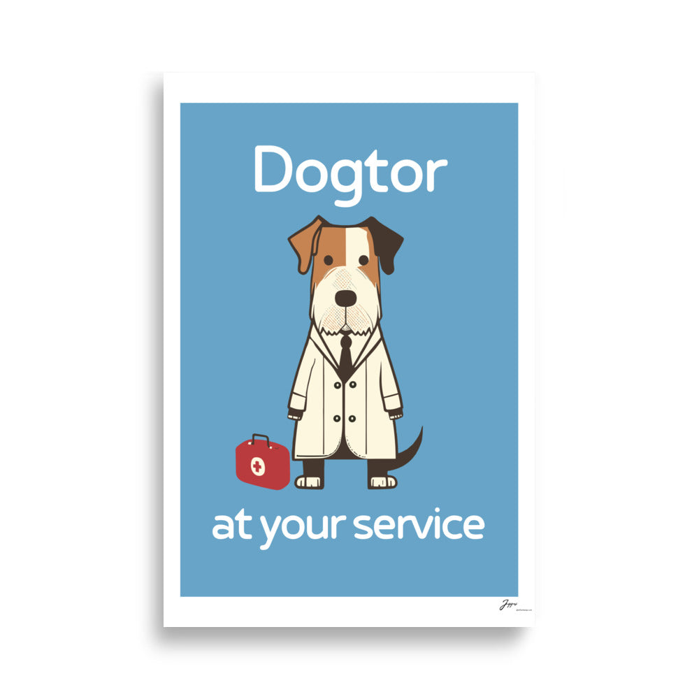 funny dog, dogtor wall art, dog illustration, medical humor, dog lovers ,wall decor, gifts doctors, vet, gift ideas, funny,  staff gifts, dog themed poster, funny medical ,wall art