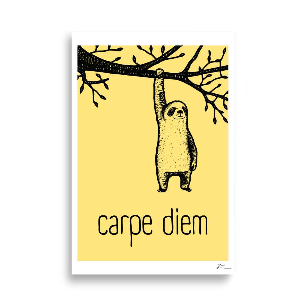 Carpe Diem - Poster -  Home Interior -Minimalist - funny Sloth