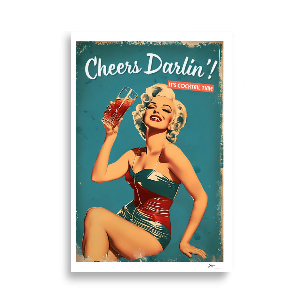 Cheers Darlin´ - Poster - Vintage Cocktail