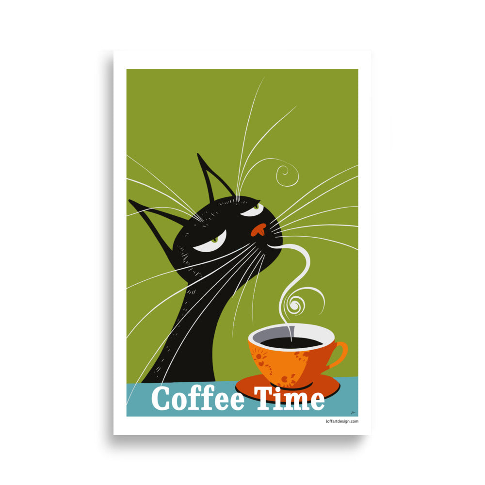 Coffee Time - Cat & Coffee Poster