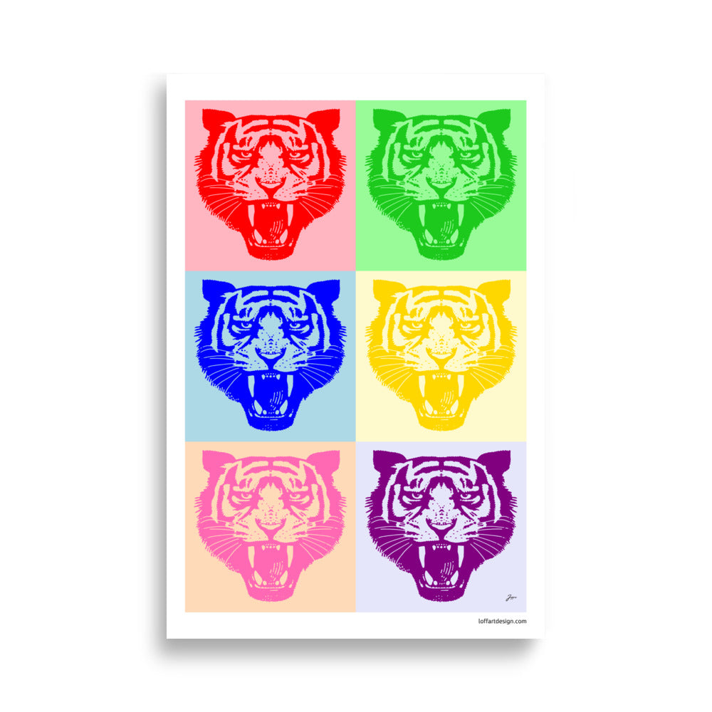 Pop Tiger Pattern - Pastel Color - Poster