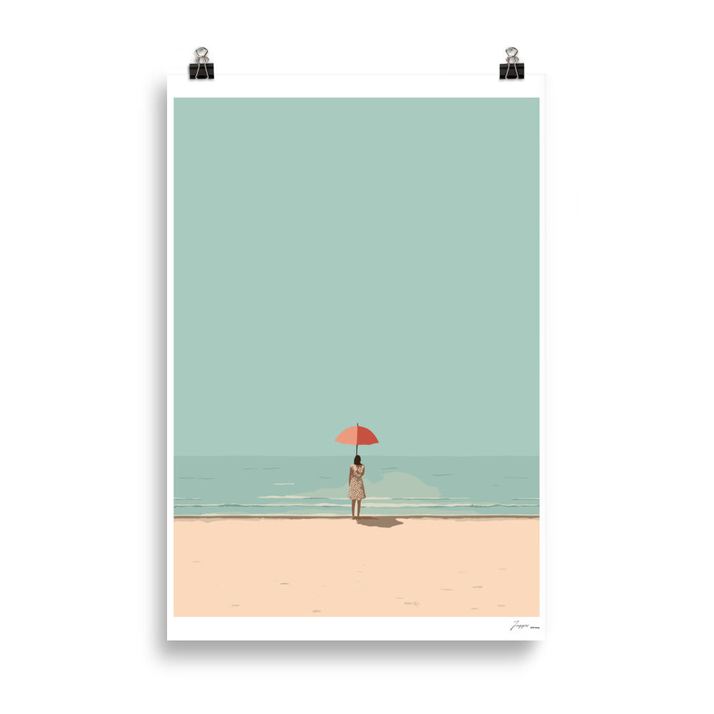 Umbrella by the Sea - Poster