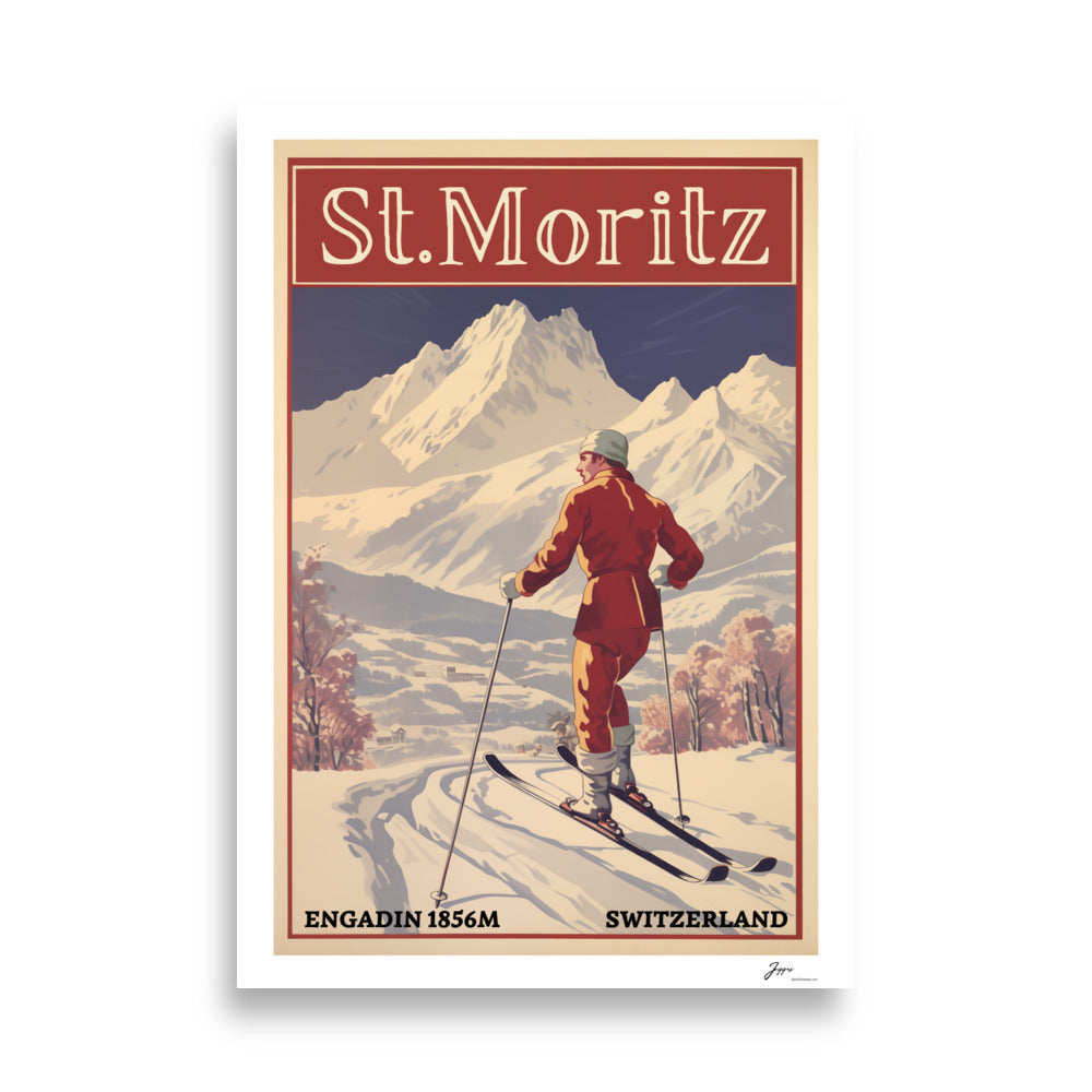 St Moritz - Vintage Ski Poster