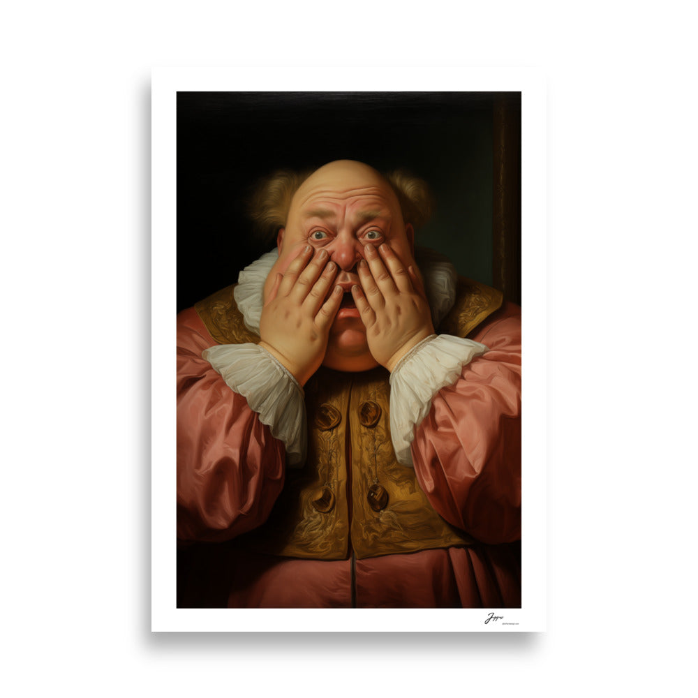 Funny Classical  Painting Portrait Prints - Funny Bathroom Wall Art - Vintage Style