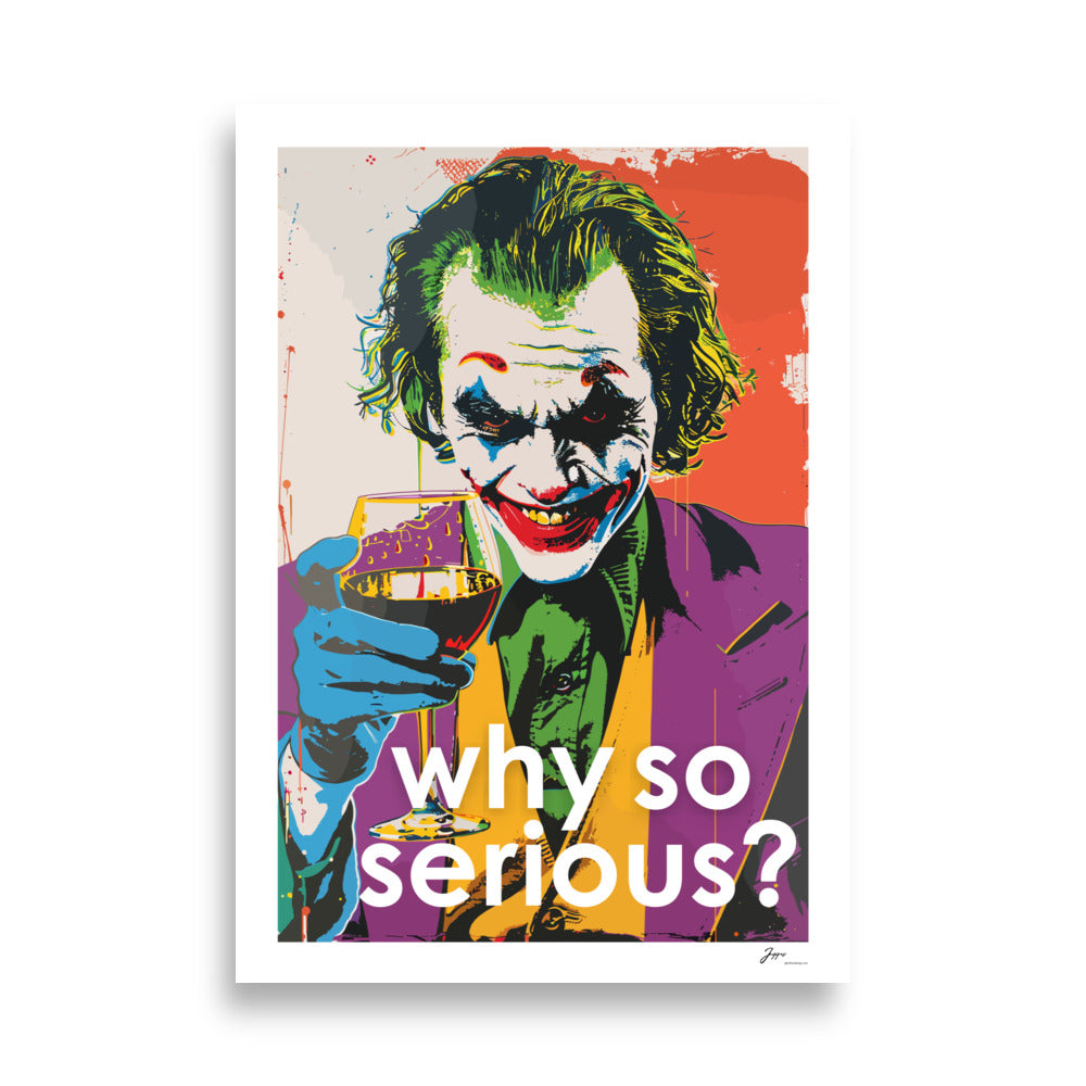 Joker Wine Pop Art Print-Canvas - Wall Art - Home Decor - Gift- Original Illustration