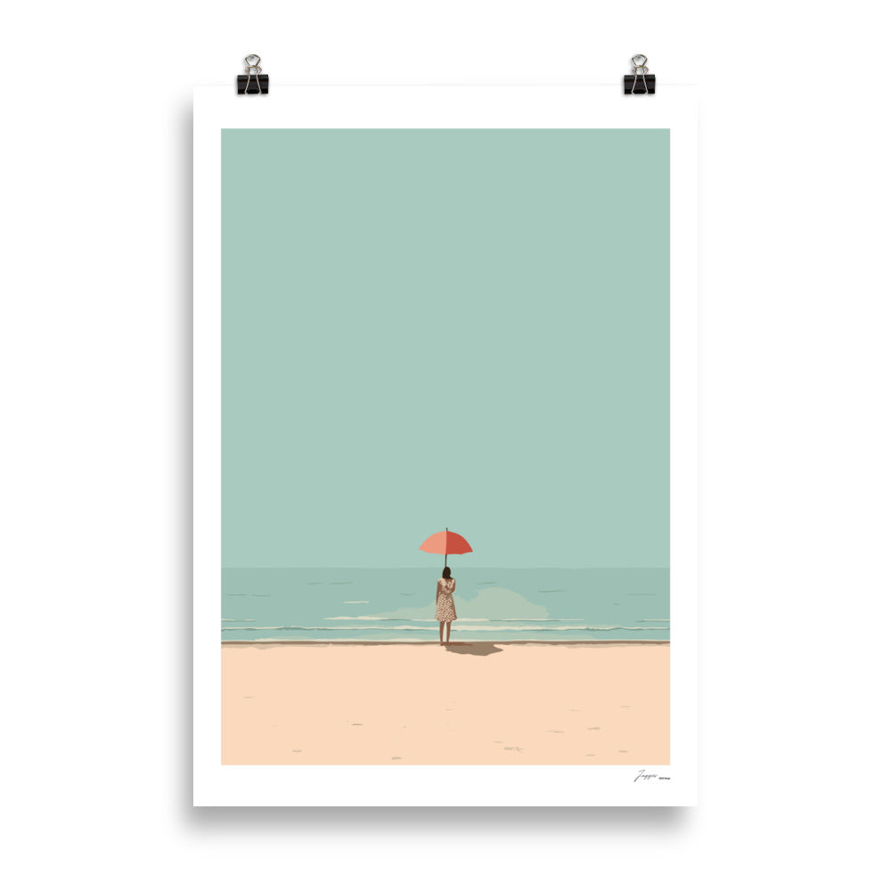 Umbrella by the Sea - Poster