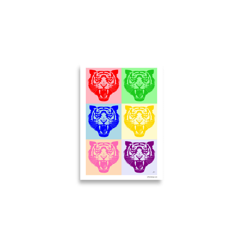 Pop Tiger Pattern - Pastel Color - Poster