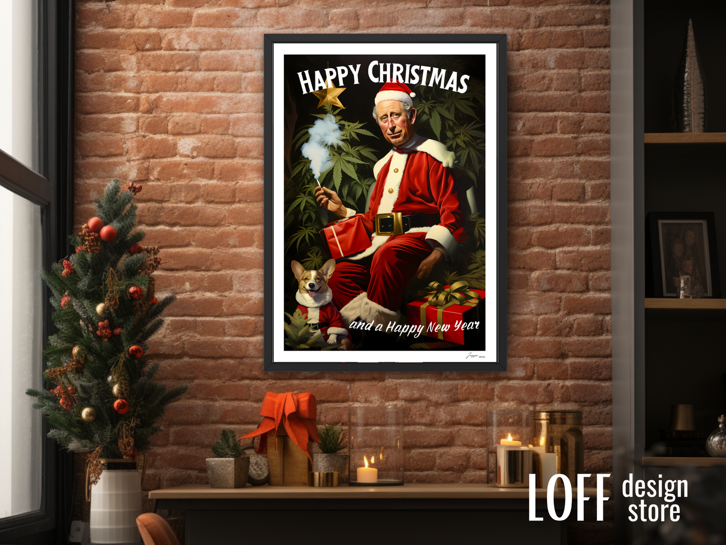 Christmas Poster, Unique Holiday Decor, King Charles,funny gift,