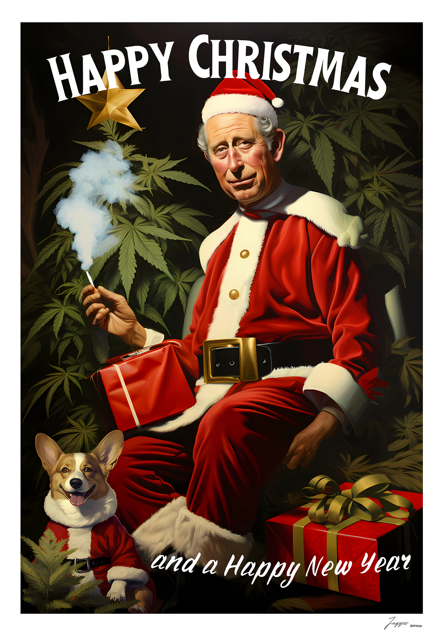 Christmas Poster, Unique Holiday Decor, King Charles,funny gift,