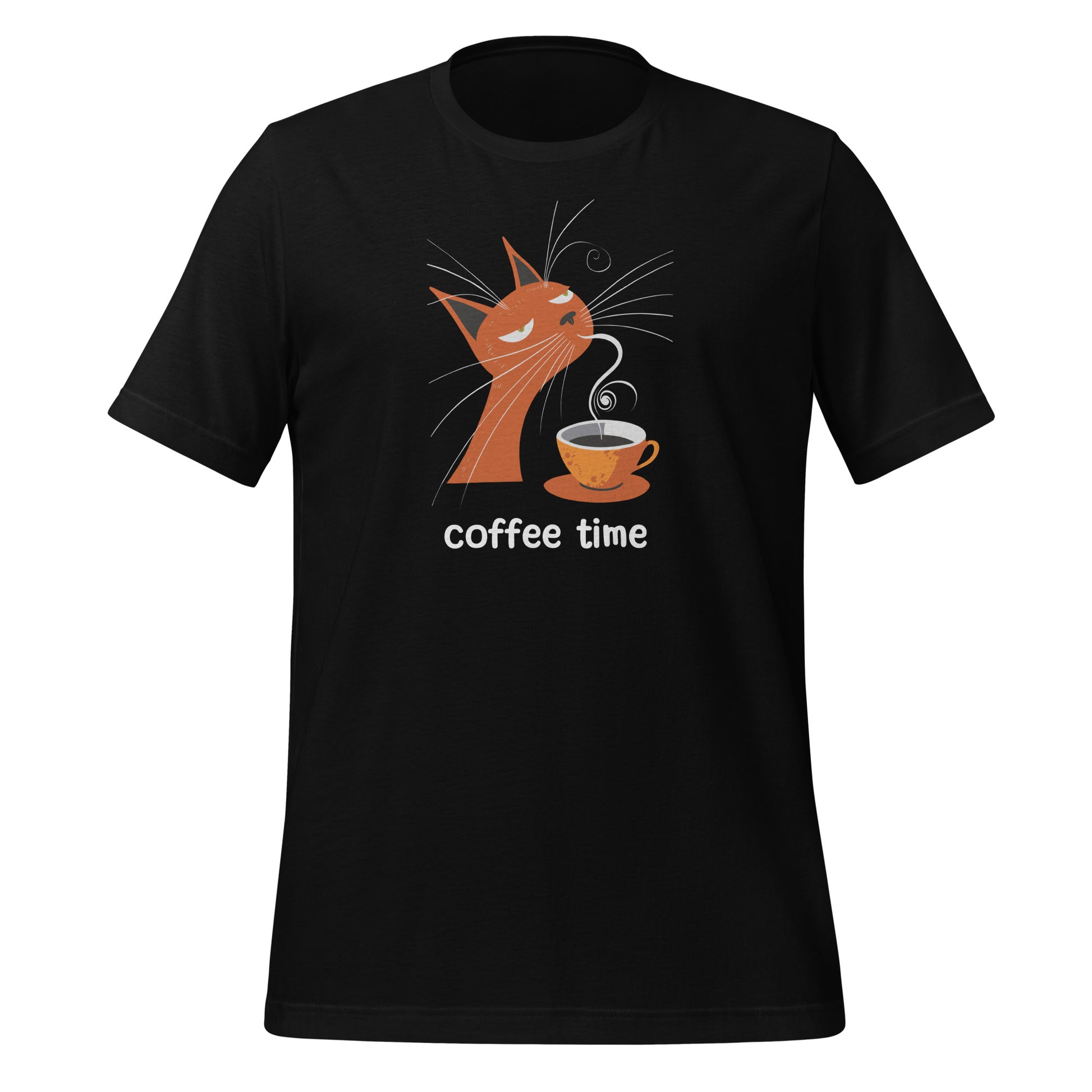 Coffee Time - Cat  Coffee Illustration - Unisex t-shirt -Cat Lover - coffee Lover gift - illustration