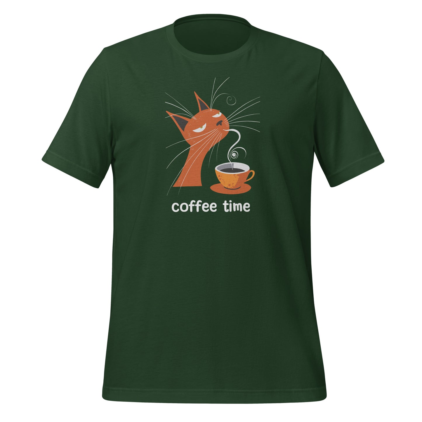 Coffee Time - Unisex t-shirt Cat & Coffee Illustration