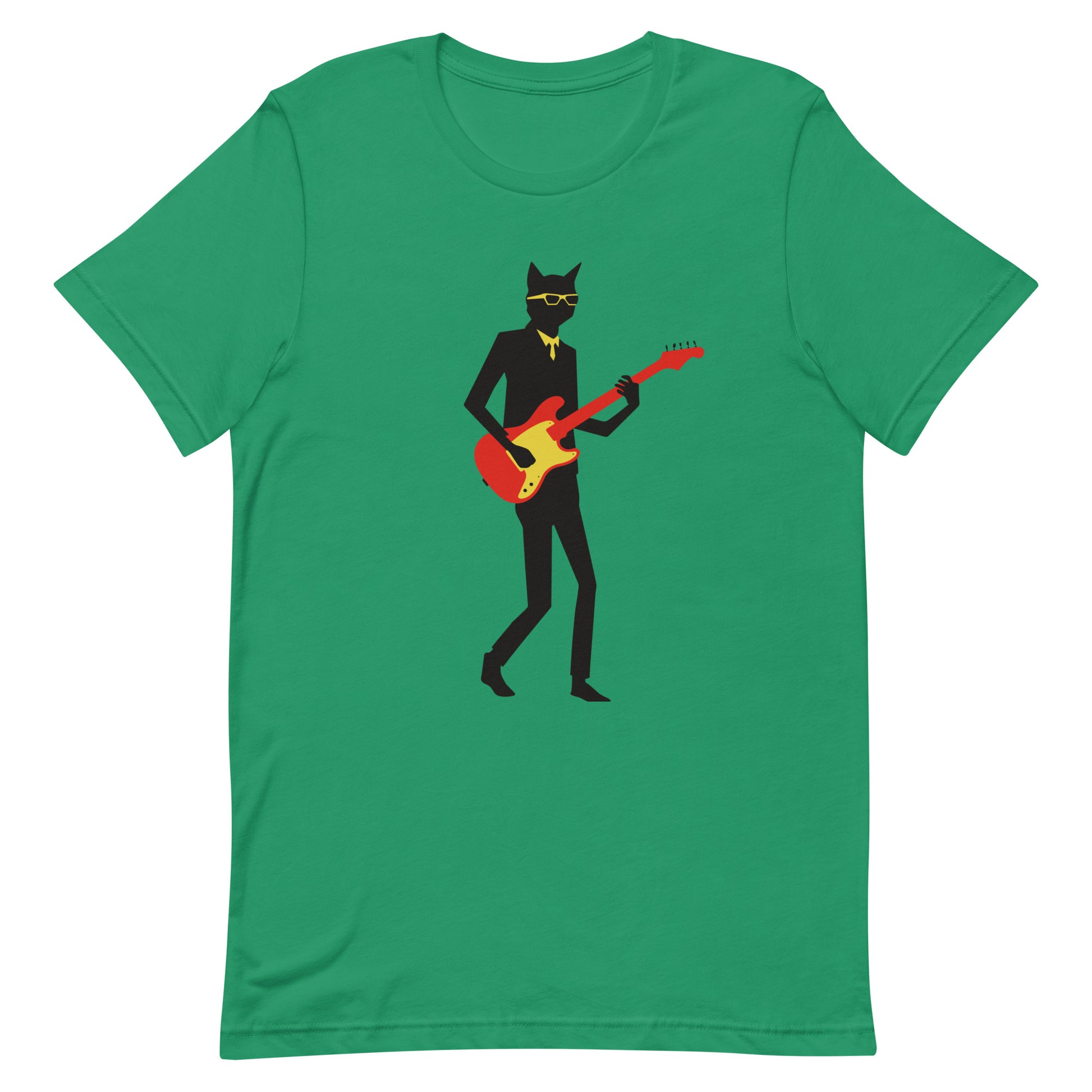 Cat Guitarist,Cool Cat Art, Minimalist Design,music lover, graphic tee, cool t-shirt, t-shirt, gift