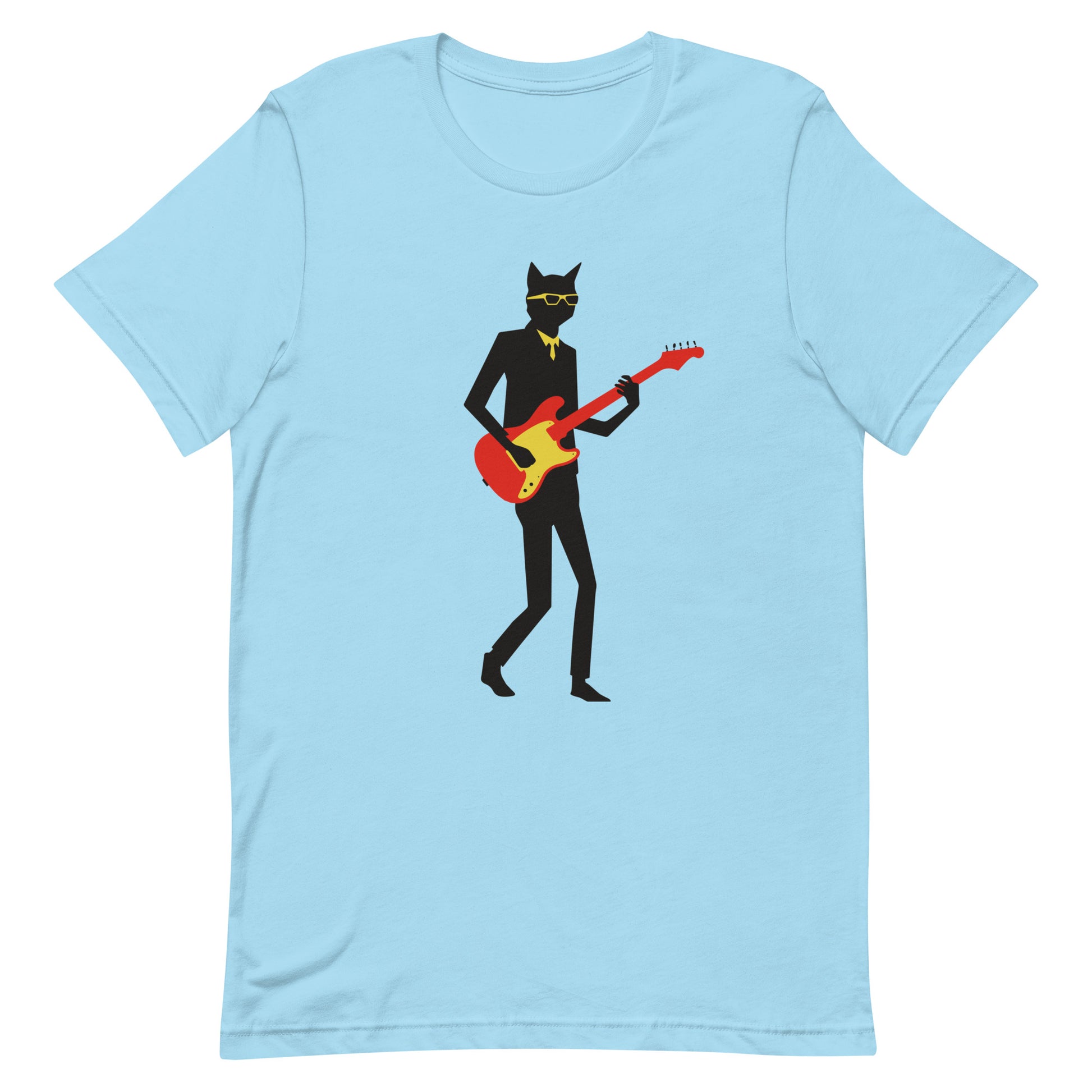 Cat Guitarist,Cool Cat Art, Minimalist Design,music lover, graphic tee, cool t-shirt, t-shirt, gift