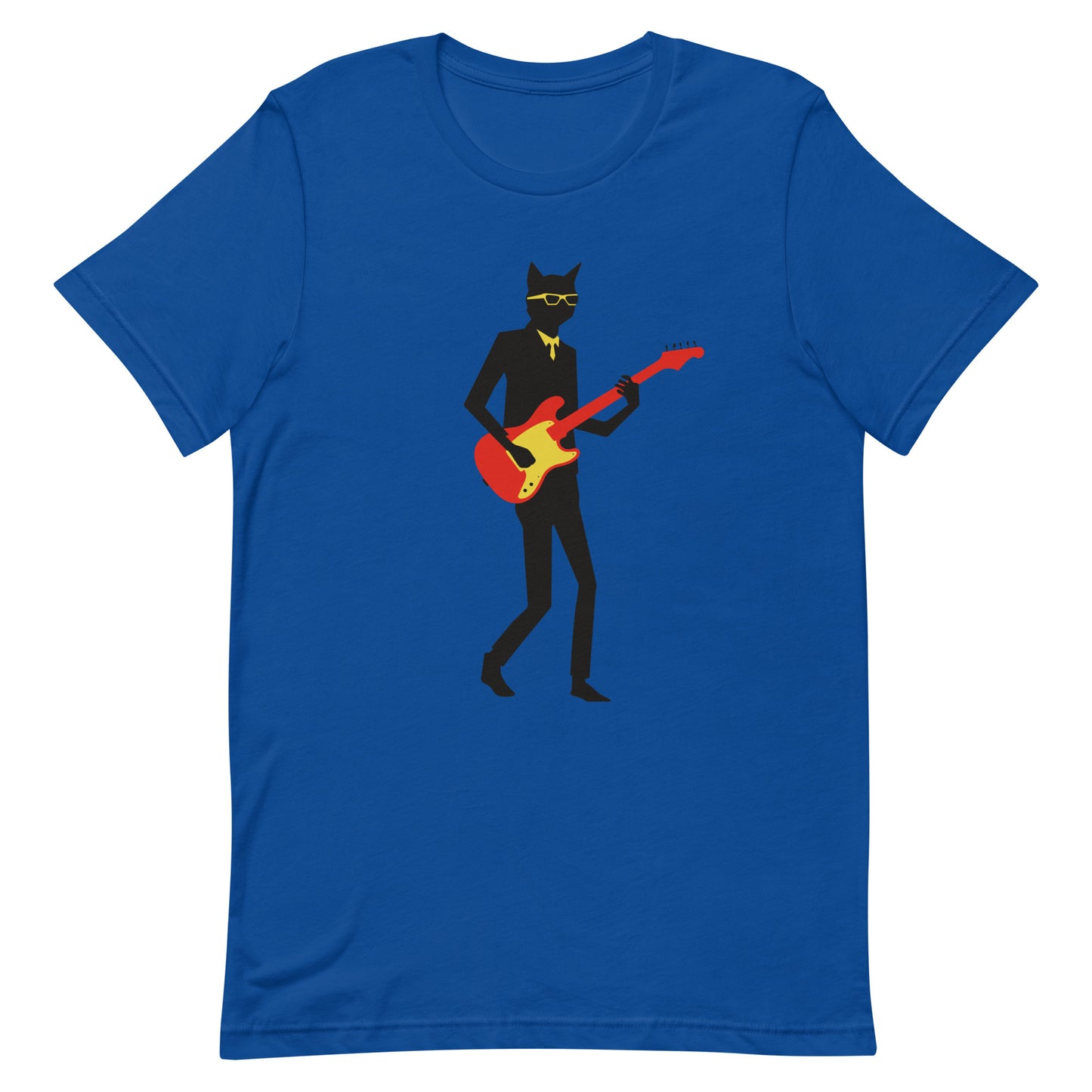 Cat Guitarist,Cool Cat Art, Minimalist Design,music lover, graphic tee, cool t-shirt, t-shirt, gift