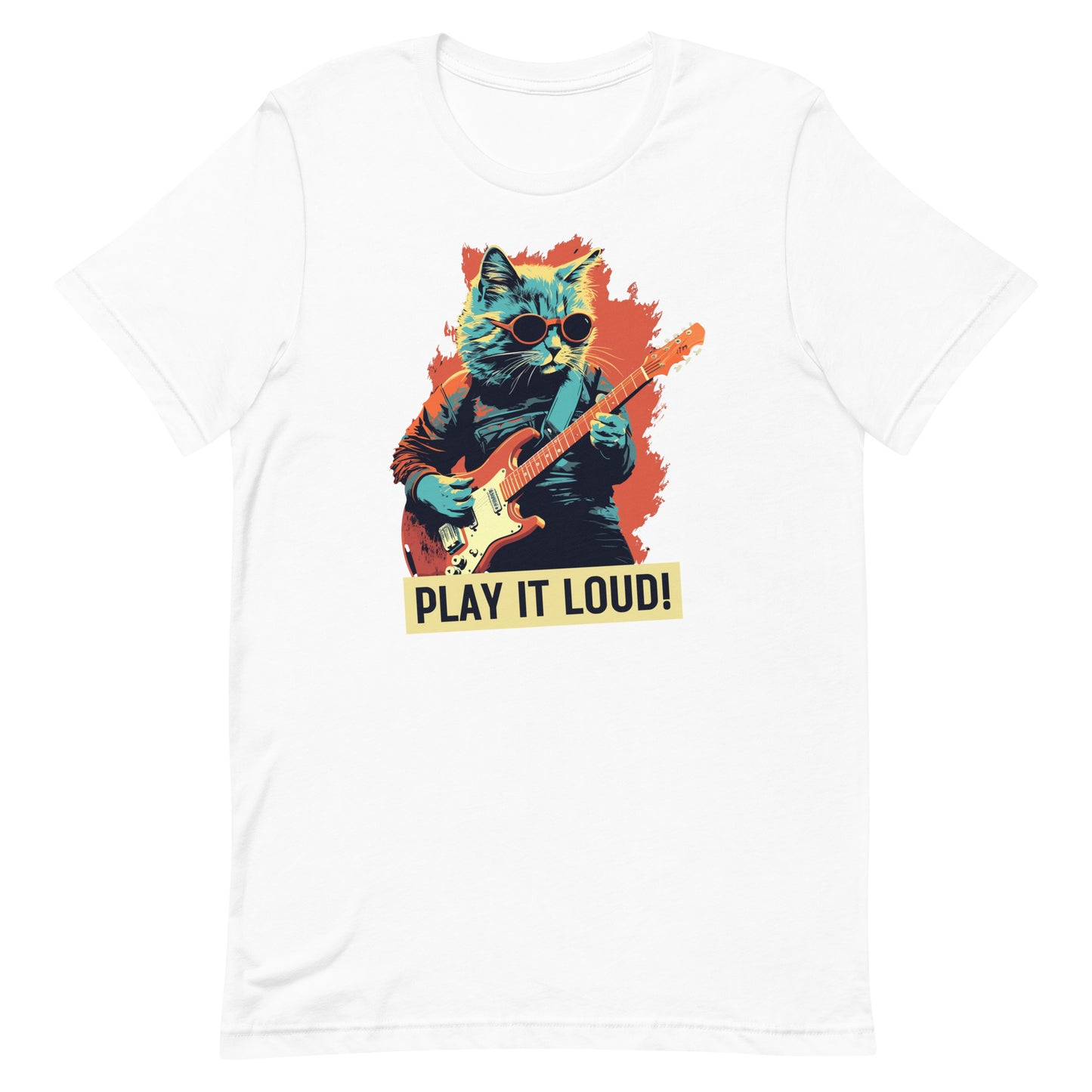 Play it Loud - Unisex t-shirt - cat guitar