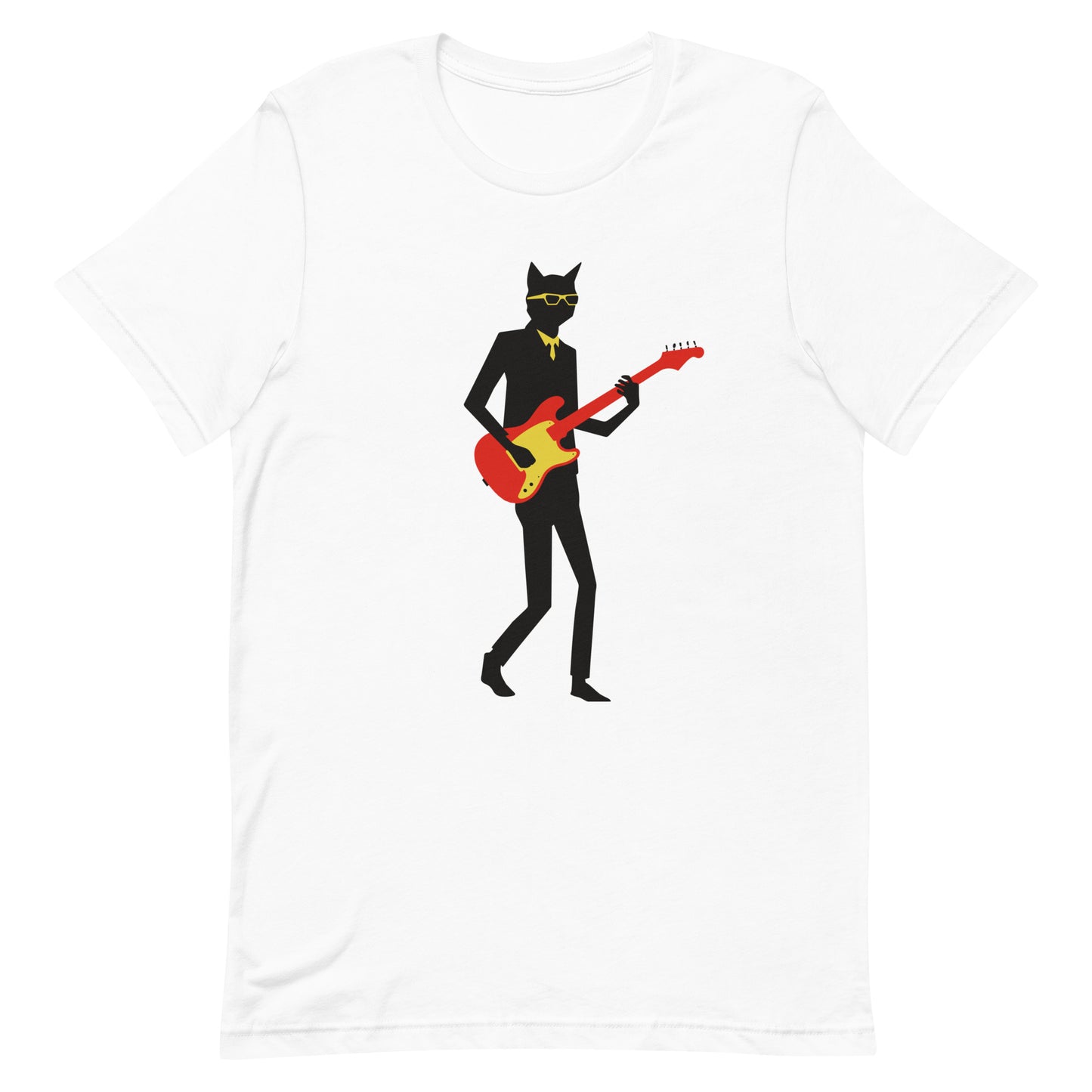 Cat Guitarist,Cool Cat Art, Minimalist Design,music lover, graphic tee, cool t-shirt, t-shirt, gift