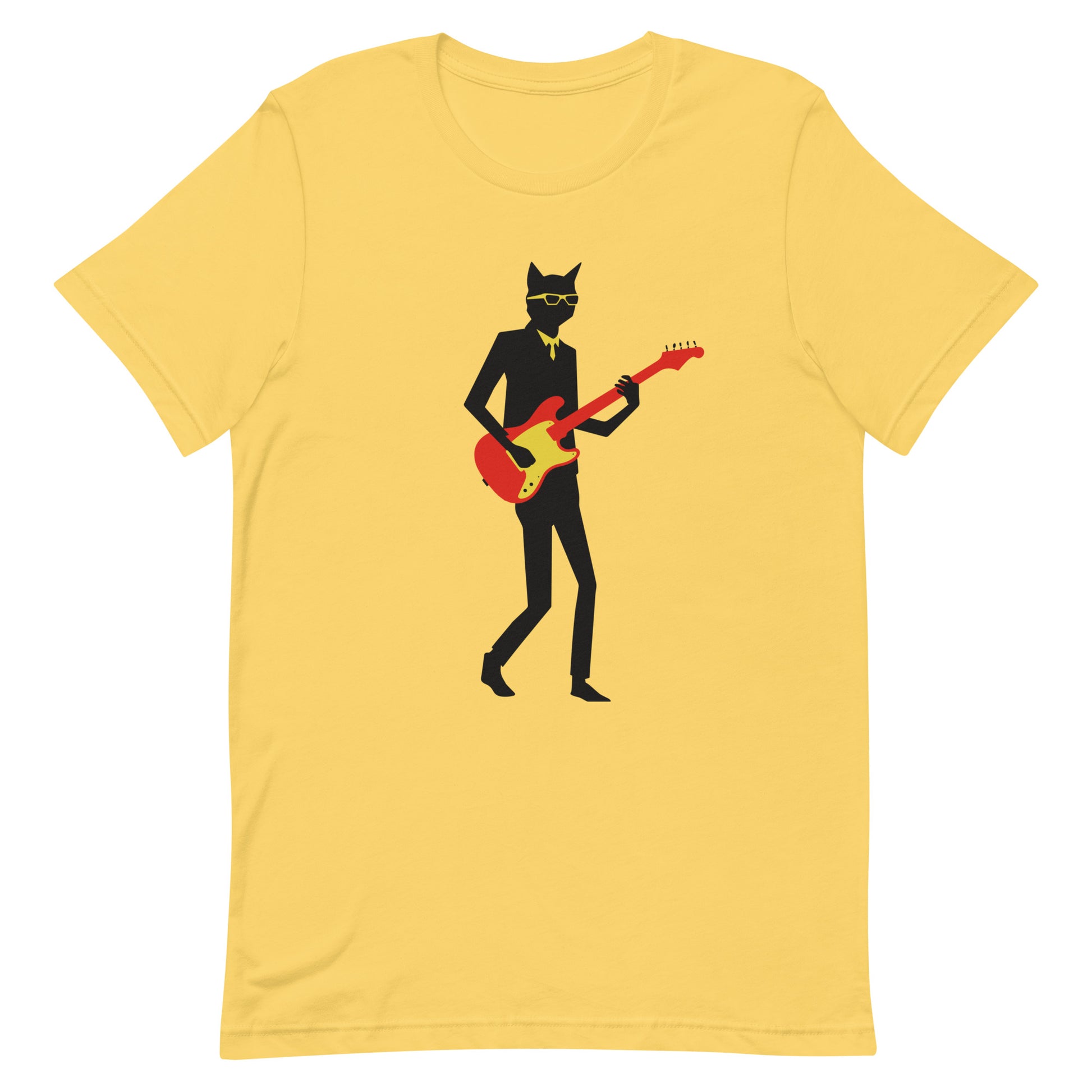 Cat Guitarist,Cool Cat Art, Minimalist Design,music lover, graphic tee, cool t-shirt, t-shirt, gift