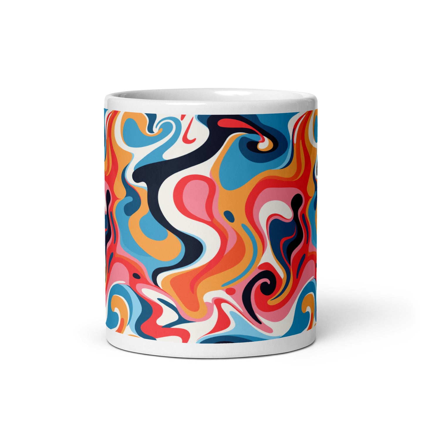 Retro Swirl Pattern - White glossy mug