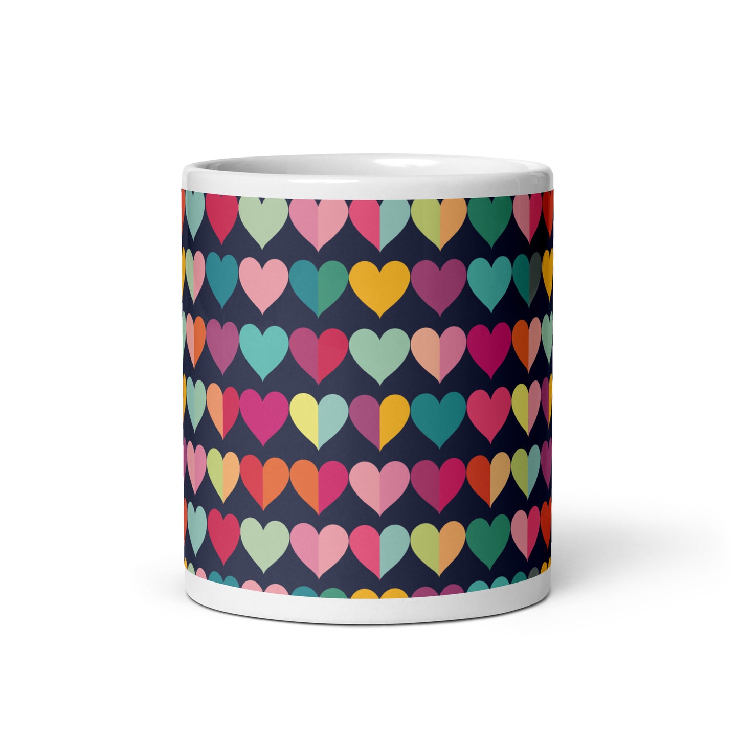 Rainbow Hearts - White glossy mug