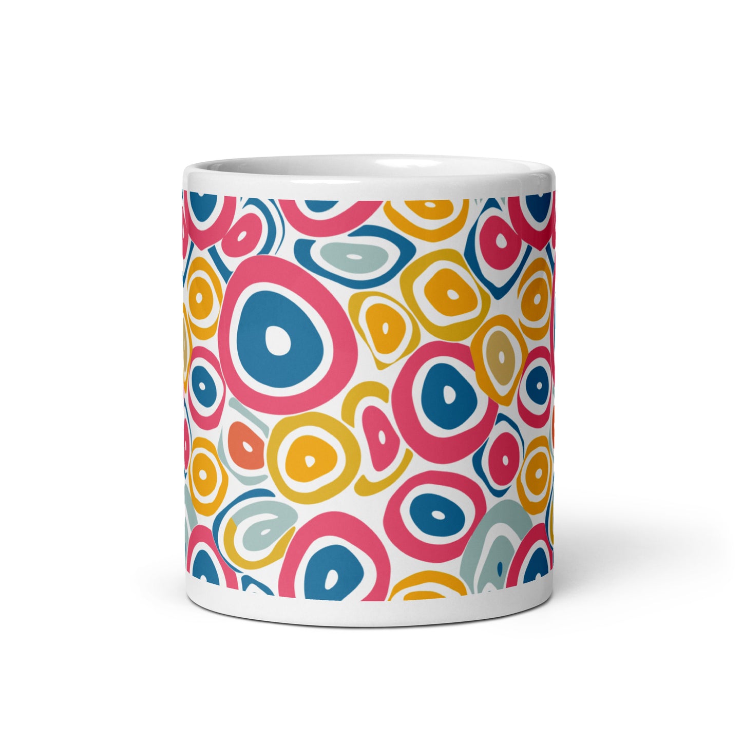 Colorful Hoops Pattern: Embrace the Vibrancy! - White glossy mug