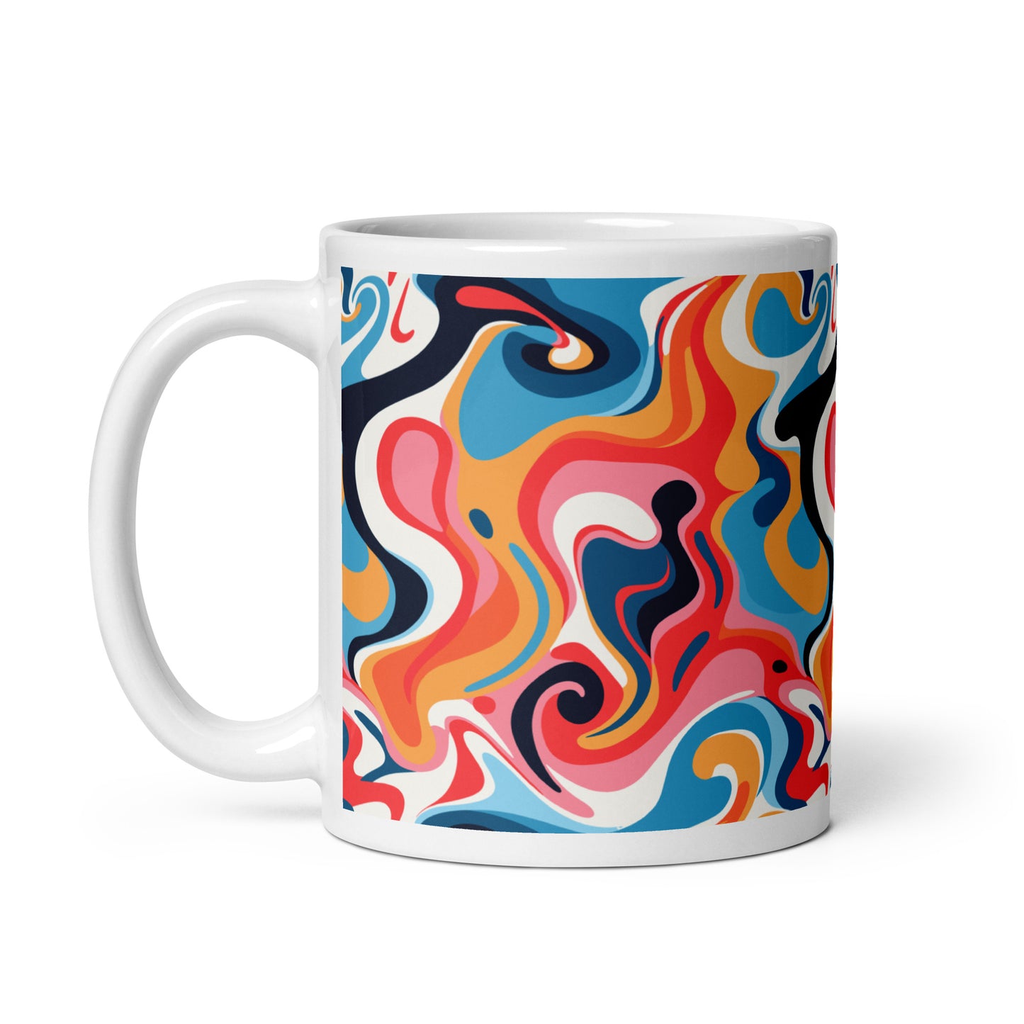 Retro Swirl Pattern - White glossy mug