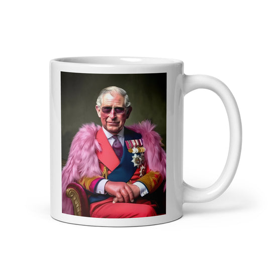 King Charles, Glamorous Royalty, RoyalStyle, mug,