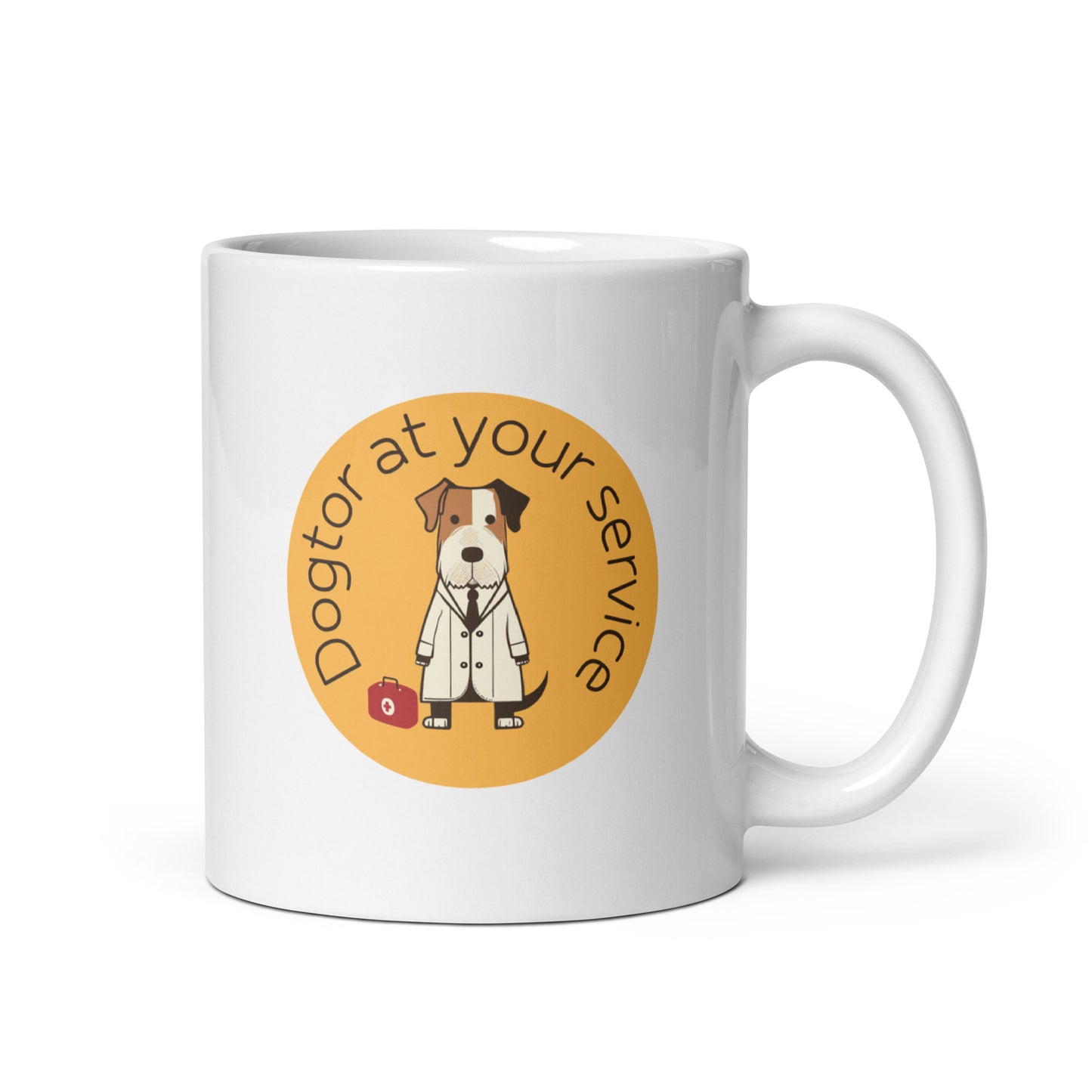 Dogtor at Your Service - White glossy mug