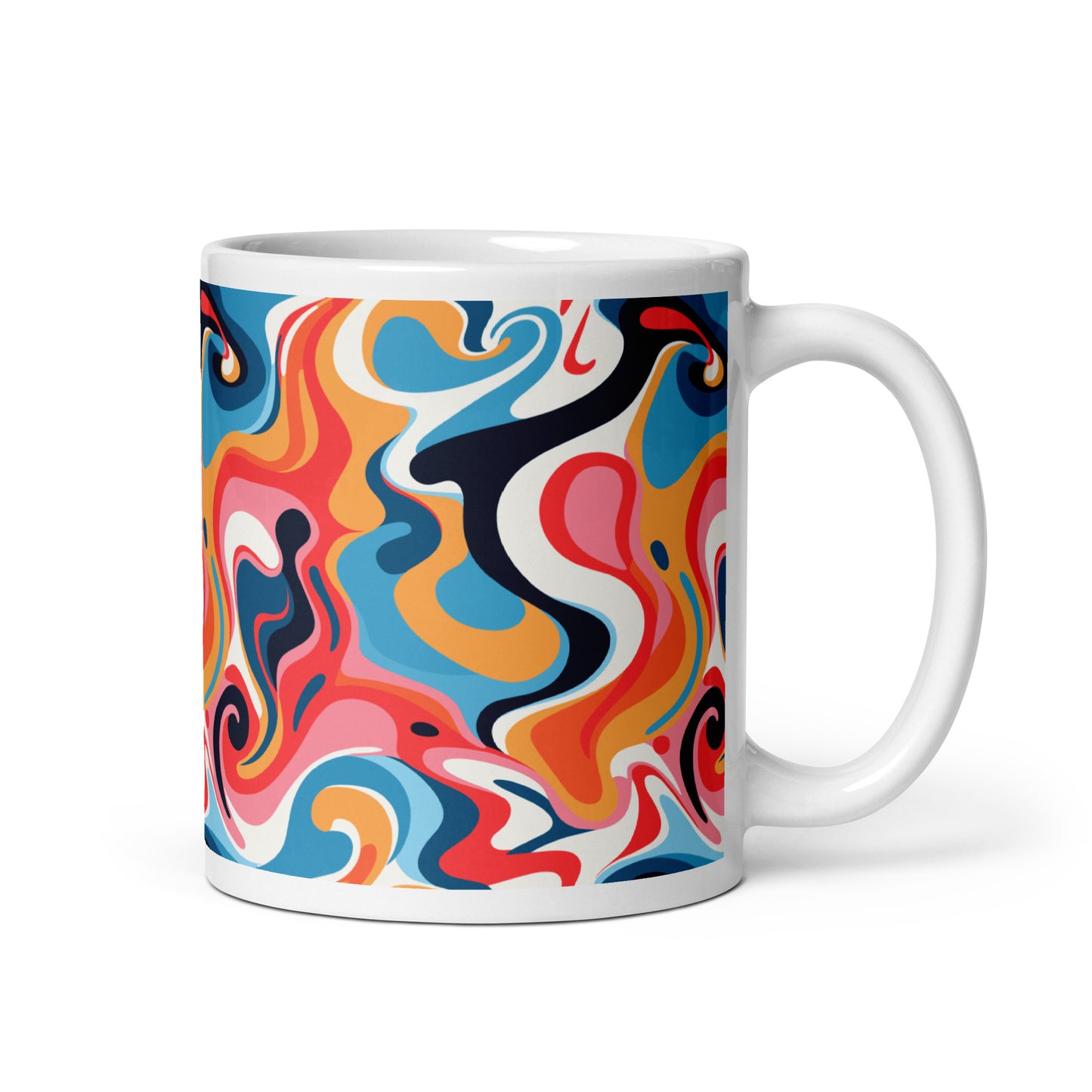 Retro Swirl Pattern - White glossy mug