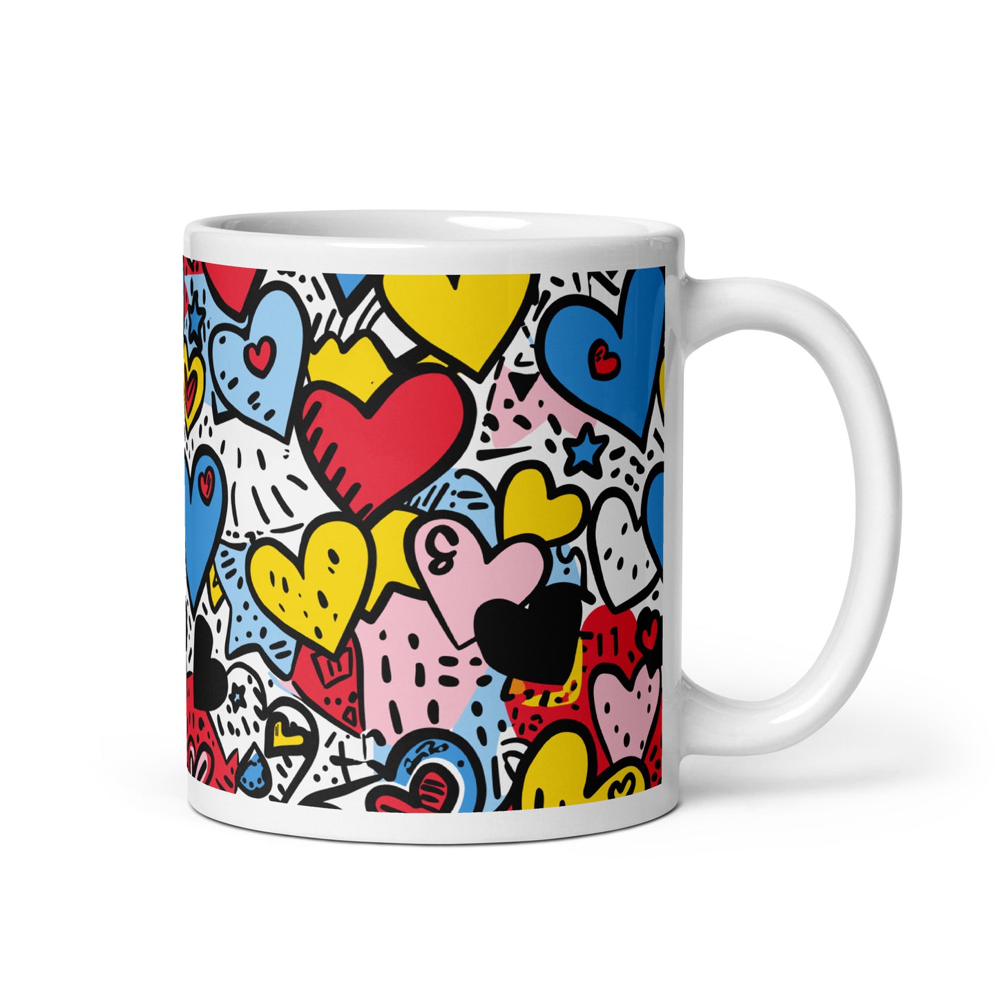 pop art hearts - mug - Hearts Pattern - valentines day-mom gift -gift idea 