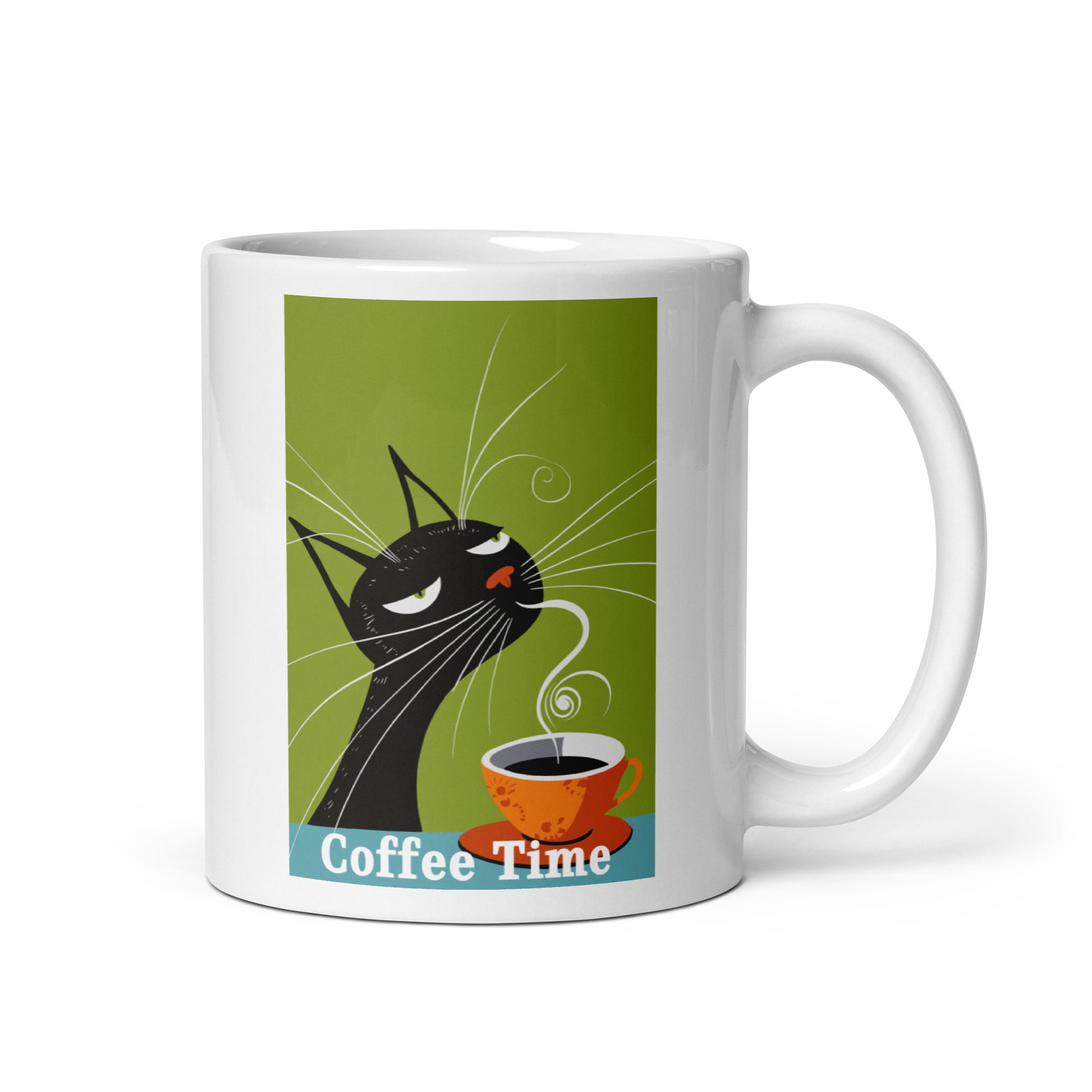 Coffee Time - Cat Coffee - White glossy mug - cat lovers - coffee lovers - gift