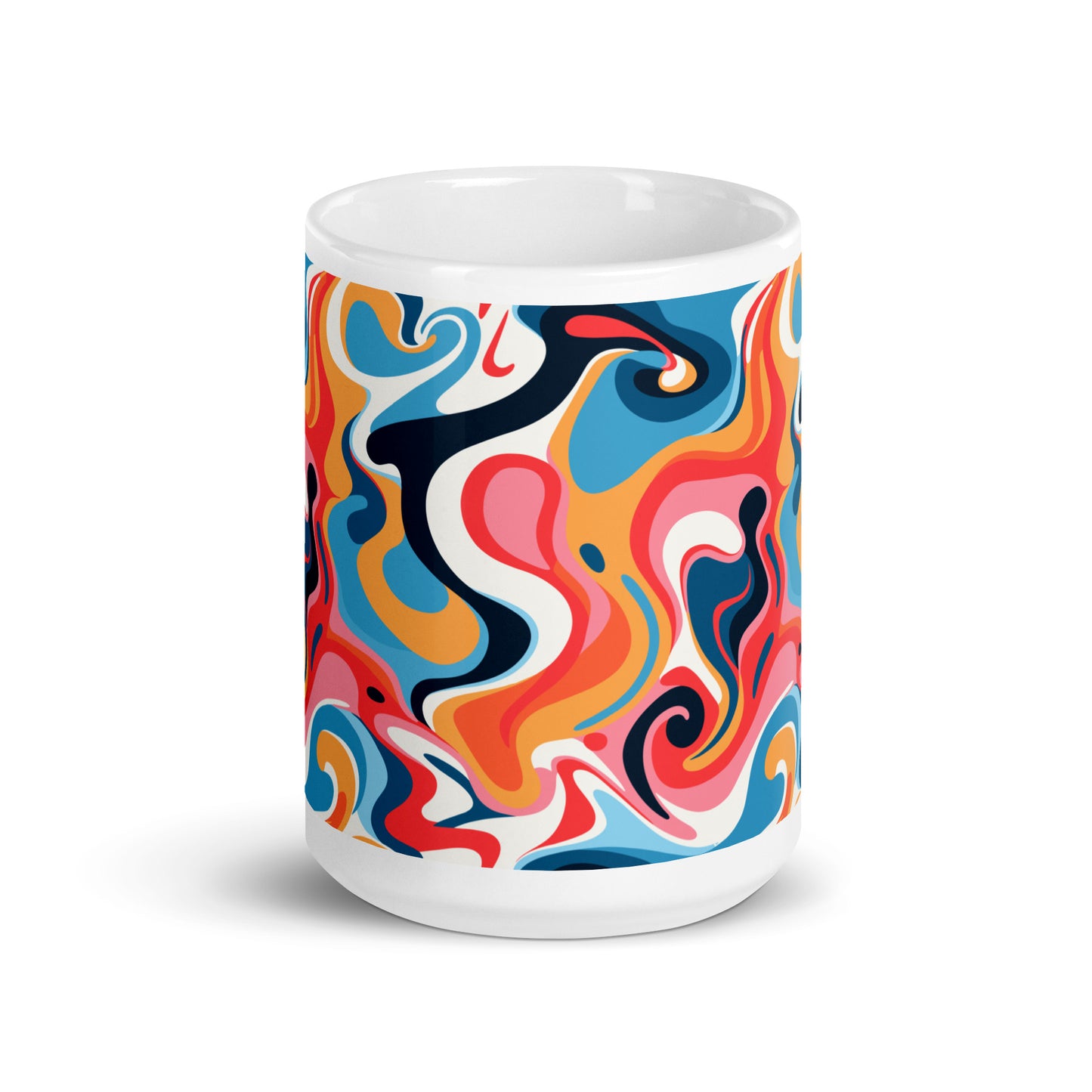 Retro Swirl Pattern - White glossy mug