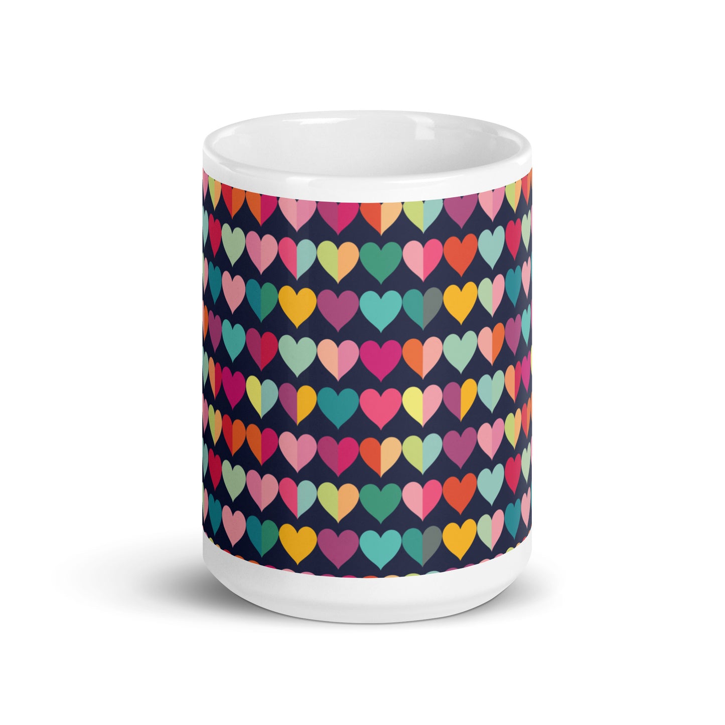 Rainbow Hearts - White glossy mug