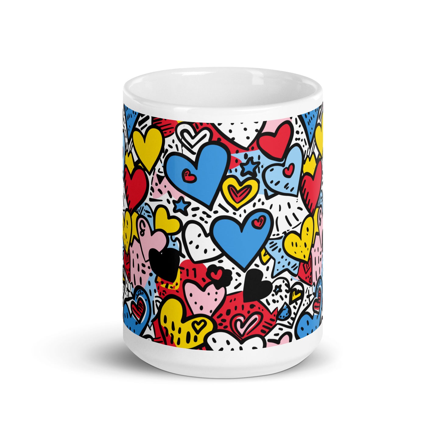 Pop Hearts - White glossy mug - Pop art hearts pattern